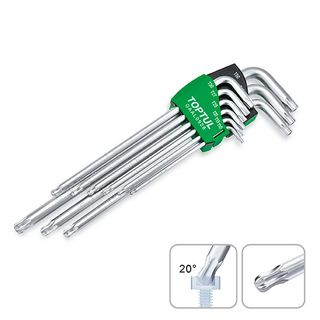 TOPTUL TORX KEY WRENCH T10-T50 9pc SET EXTRA-LONG BALL-END TAMPERPROOF