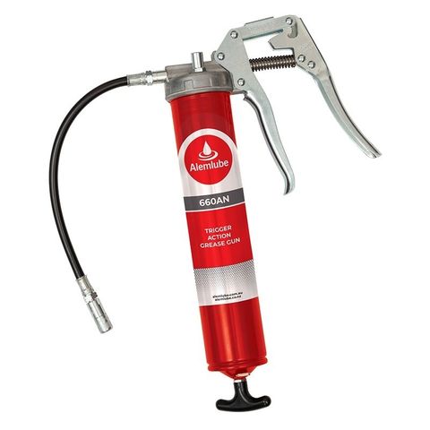 GREASE GUN 450g TRIGGER ACTION 300mm FLEXI EXT 660AN ALEMLUBE