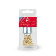 WIRE END BRUSH 26mmDx30mm CRIMPED 0.30mm COATED STEEL WIRE 1/4 SHANK JAZ