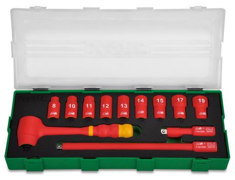 TOPTUL SOCKET SET VDE 12pc 3/8dr 6pt FLANK 8-19mm