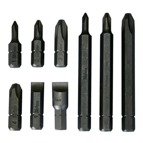 KOKEN IMPACT BIT 9pc SET (PH #1-#4 32mm PH #1-#3 80mm) (FLAT 9-11mm)