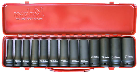 KOKEN 1/2dr DEEP IMPACT SOCKET SET METRIC