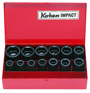 KOKEN 1/2dr IMPACT SOCKET SET 12pc MET 10-27mm