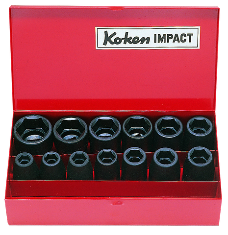KOKEN 1/2dr IMPACT SOCKET SET 12pc MET 10-27mm