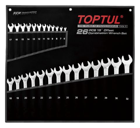 TOPTUL 26pc 6-32mm R/OE MET SPANNER SET (AAEB) SATIN w/CANVAS ROLL