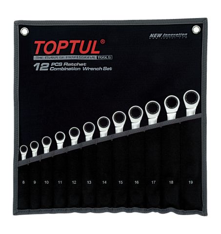 TOPTUL 12PC RATCHET COMB WRENCH SET 8-19mm (AOAF SERIES)