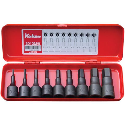 KOKEN 9 PC METRIC HEX BIT SOCKET SET
