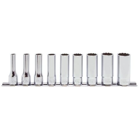 KOKEN 3/8dr 9pc 12pt DEEP SOCKETS ON RAIL