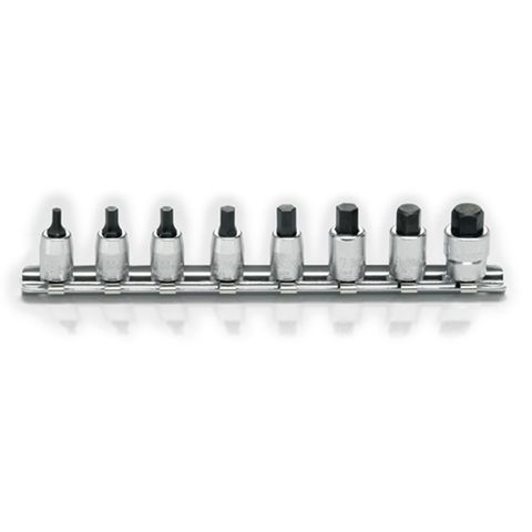 KOKEN 8 PC  1/4DR HEX SOCKET SET ON RAIL