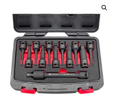 POWERBUILT 1/2dr 12pc IMPACT LONG METRIC HEX BIT SOCKET SET