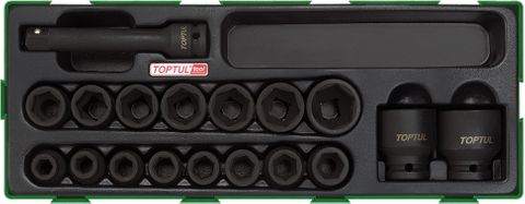 TOPTUL 1/2 DR METRIC 18PC IMPACT SOCKET SET