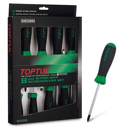 TOPTUL 8pc SCREWDRIVER SET FLAT & PH SET