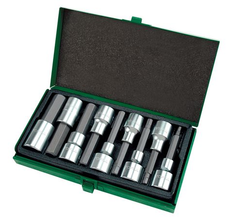 TOPTUL 10pc LONG HEX BIT 1/2dr SOCKET SET