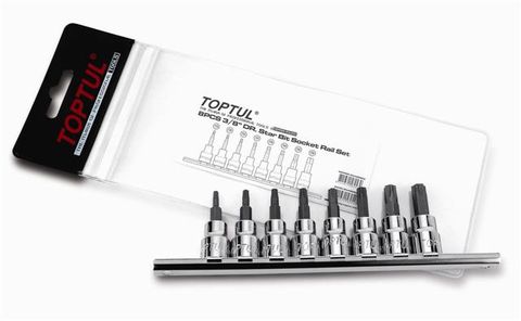 TOPTUL 8pc 3/8dr TORX BIT SOCKET SET ON RAIL T15-T50