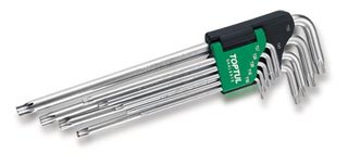 TOPTUL TORX KEY WRENCH T10-T50 9pc SET EXTRA-LONG CENTRE PIN/TAMPERPROOF