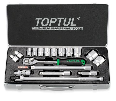 TOPTUL 18pc 1/2dr METRIC SOCKET SET