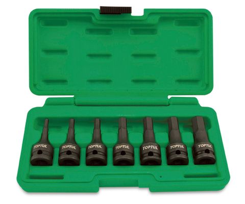 TOPTUL SOCKET 7pc SET IMPACT HEX BIT 3/8dr 4-12mm