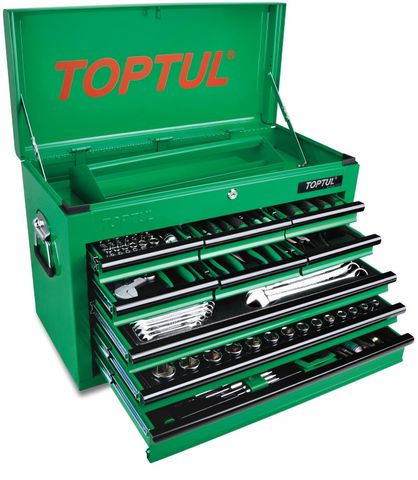 TOPTUL 186PC 9 DRAWER GREEN TOP BOX