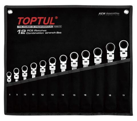 TOPTUL 12PC RATCHET COMB WRENCH SET 8-19mm (SERIES:AOAH)
