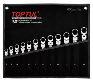 TOPTUL 12PC RATCHET COMB WRENCH SET 8-19mm (SERIES:AOAH)