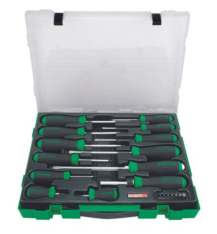 TOPTUL SCREWDRIVER 20pc SET SL(FL) PH SQ HX