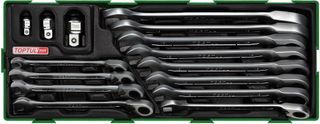 TOPTUL REVERSE RATCHET WRENCH 15pc SET INSERT TRAY
