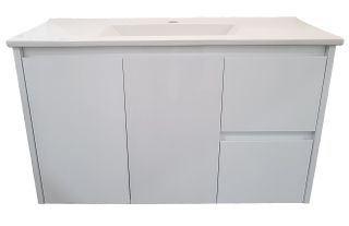 CABINET ONLY Stratus 900 Gloss White Wall Hung Slimline Vanity