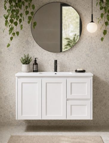 Sophie 900 Matte WHITE Wall Hung Vanity
