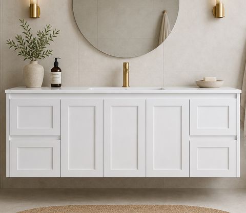 Sophie 1500 Matte WHITE Wall Hung Vanity