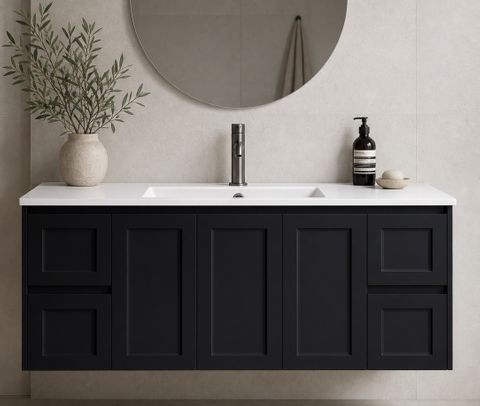 Sophie 1500 Matte BLACK Wall Hung Vanity