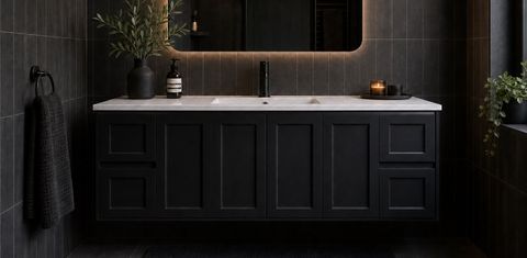 Sophie 1800 Matte BLACK Wall Hung Vanity