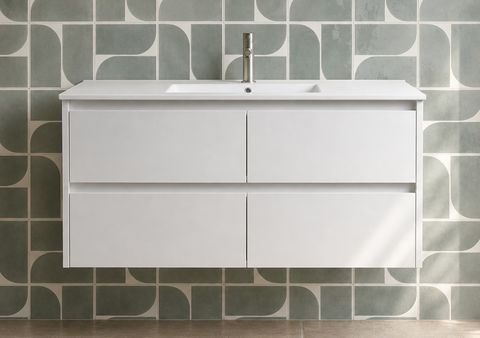 Amber 1200 Gloss White Wall Hung Vanity