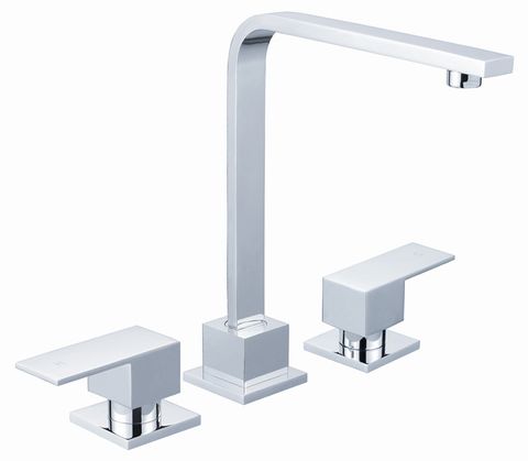 Savanna Square Chrome Sink Set Lever