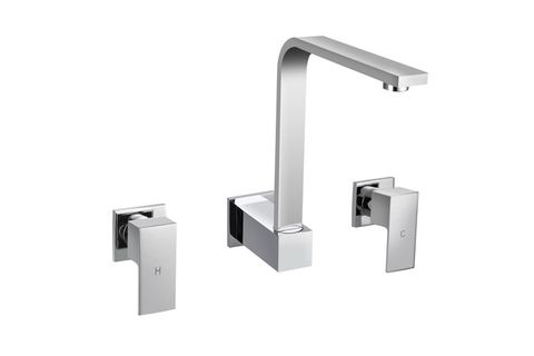 Savanna Square Chrome Wall Sink Set Lever