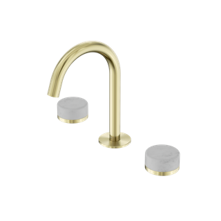 Serenity Basin Set Arc Spout With Carrara Handle Brushed Gold