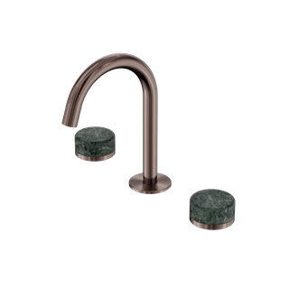 Serenity Basin Set Arc Spout With Verde Alpi Handle Brushed Bronze