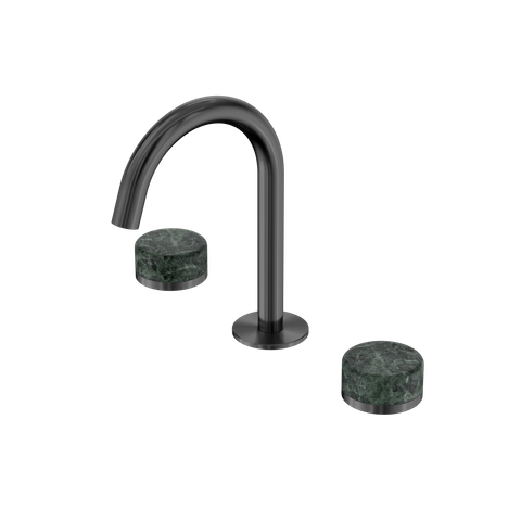 Serenity Basin Set Arc Spout With Verde Alpi Handle Gun Metal