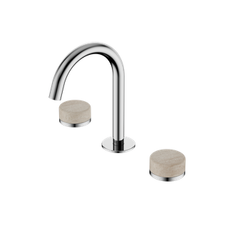 Serenity Basin Set Arc Spout With Rome Travertine Handle Chrome