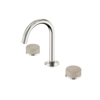 Serenity Basin Set Arc Spout With Rome Travertine Handle Brushed Nickel