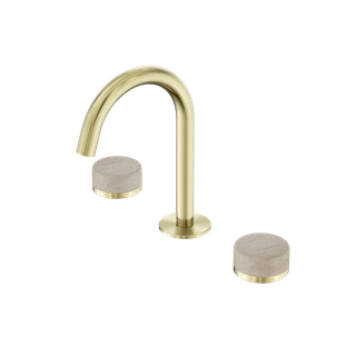 Serenity Basin Set Arc Spout With Rome Travertine Handle Brushed Gold