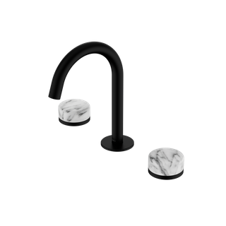 Serenity Basin Set Arc Spout With Arabescato Corchia Handle Matte Black