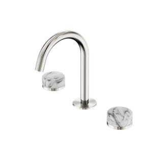 Serenity Basin Set Arc Spout With Arabescato Corchia Handle Brushed Nickel