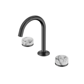Serenity Basin Set Arc Spout With Arabescato Corchia Handle Gun Metal