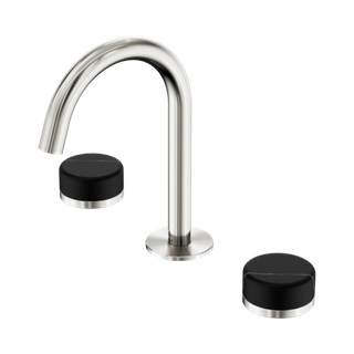Serenity Basin Set Arc Spout With Marquina Black Handle Brushed Nickel