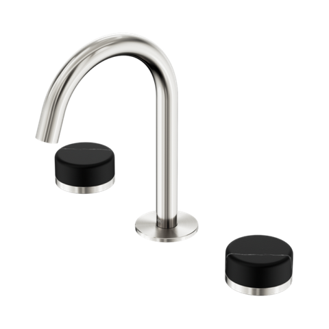 Serenity Basin Set Arc Spout With Marquina Black Handle Brushed Nickel