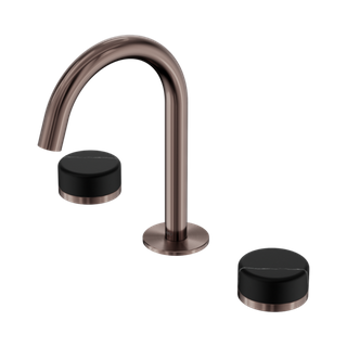 Serenity Basin Set Arc Spout With Marquina Black Handle Brushed Bronze