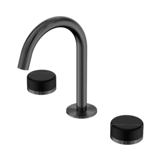 Serenity Basin Set Arc Spout With Marquina Black Handle Gun Metal
