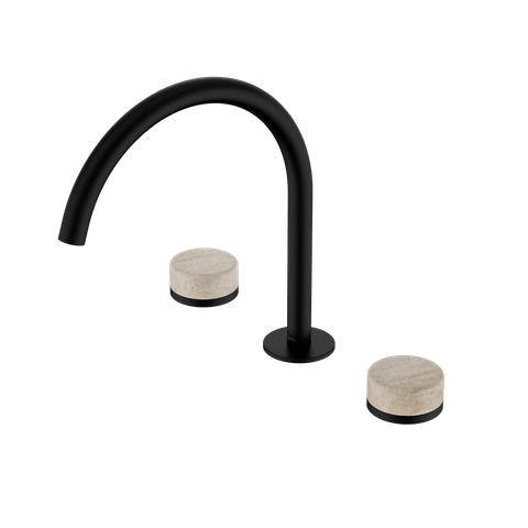 Serenity Bath/Kitchen Set Arc Spout With Rome Travertine Handle Matte Black