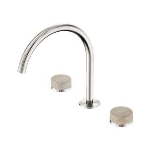 Serenity Bath/Kitchen Set Arc Spout With Rome Travertine Handle Brushed Nickel