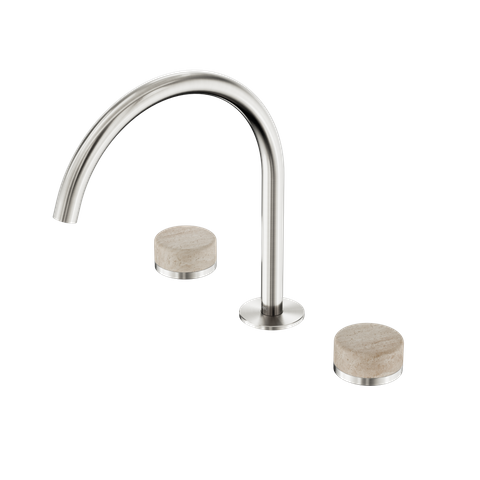Serenity Bath/Kitchen Set Arc Spout With Rome Travertine Handle Brushed Nickel